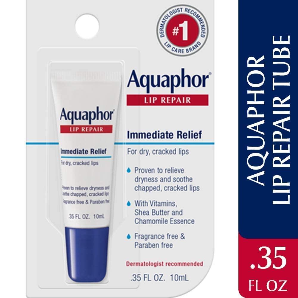 Aquaphor Aquaphor Lip Repair Ointment - Long-lasting Moisture to Soothe Dry Chapped Lips - .35 fl. oz. Tube (Pack of 2)
