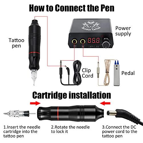 Autdor Autdor Tattoo Machine Cartridge Pen - Premium Tattoo Pen Cartridge Machine Atom Rotary Pen Tattoo Machine & Permanent Makeup Pen with Japan Motor for Tattooing, Tattoo Needles Cartridge, Tattoo Supply