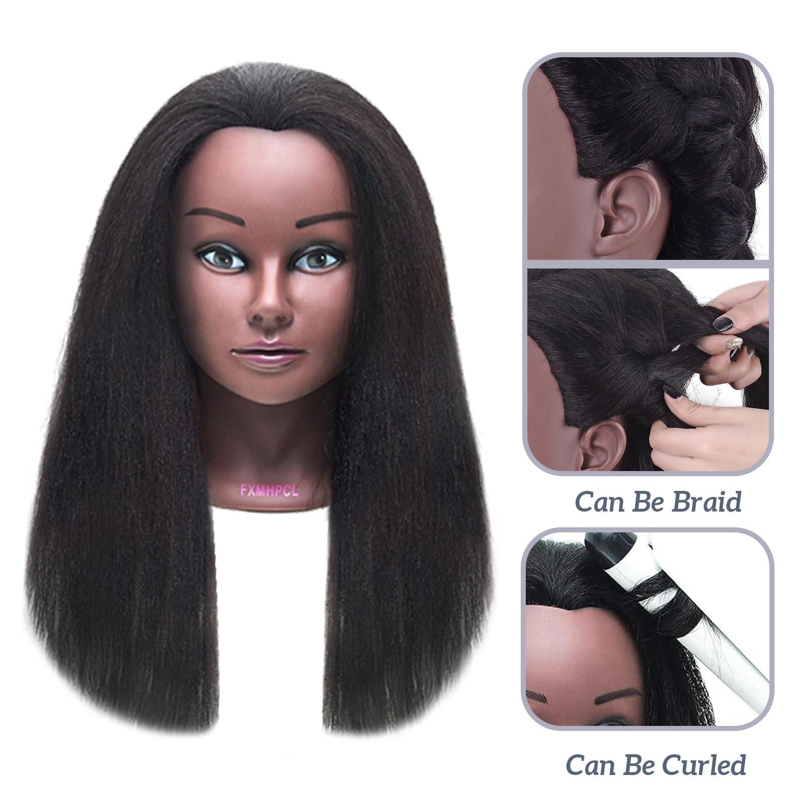 BaodanHair Mannequin Head 50% Human Hair Hairdresser Cosmetology Mannequin Manikin Training Head Hair and Free Clamp Holder (black-14)