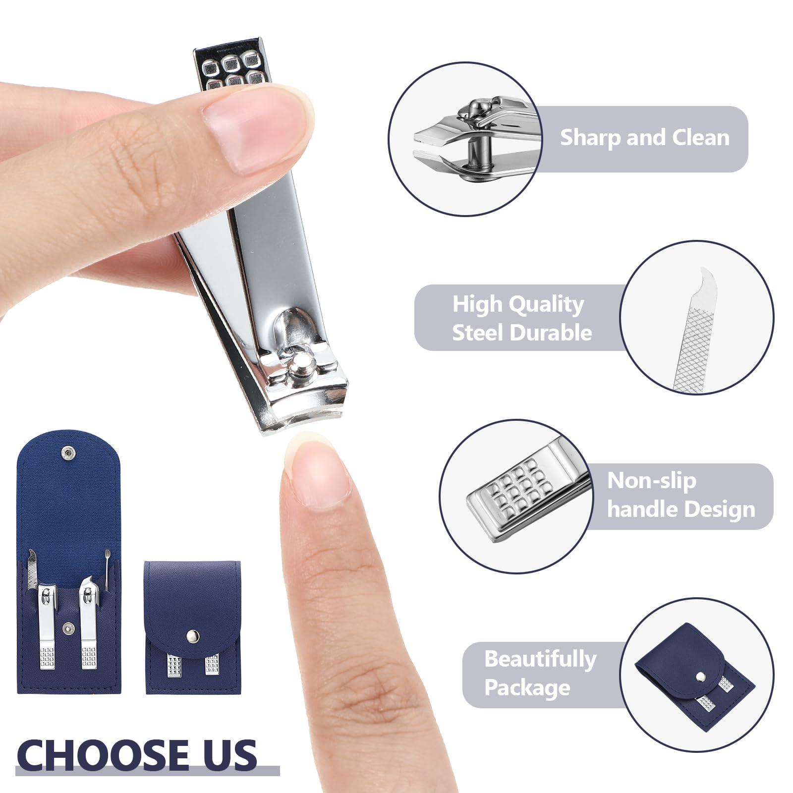 Geosar Geosar 50 Set Travel Manicure Kit Nail Clippers Pedicure Professional Nail Care Tools Stainless Steel Grooming Nail Set with Portable Travel Case Gifts for Family(Navy Blue)