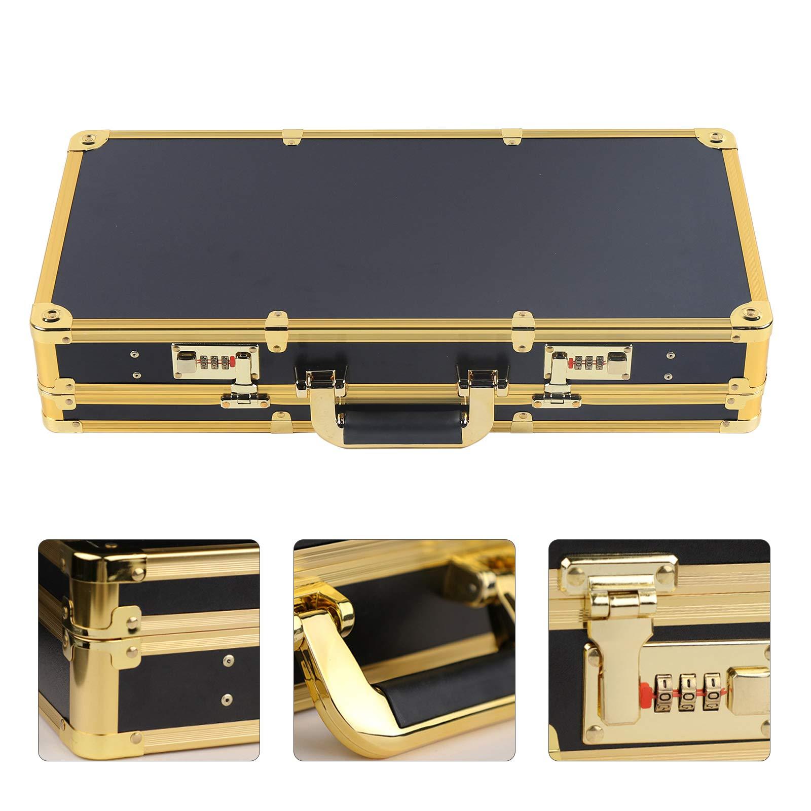 WTIOPJ Barber Case with Code Lock Portable Travel Barber Suitcase, Stylist Professional Barber Box Clipper Case For Barbers, Beauty Salon Tool Kits Storage Barber Cases For Clippers And Supplies (Gold-Black)