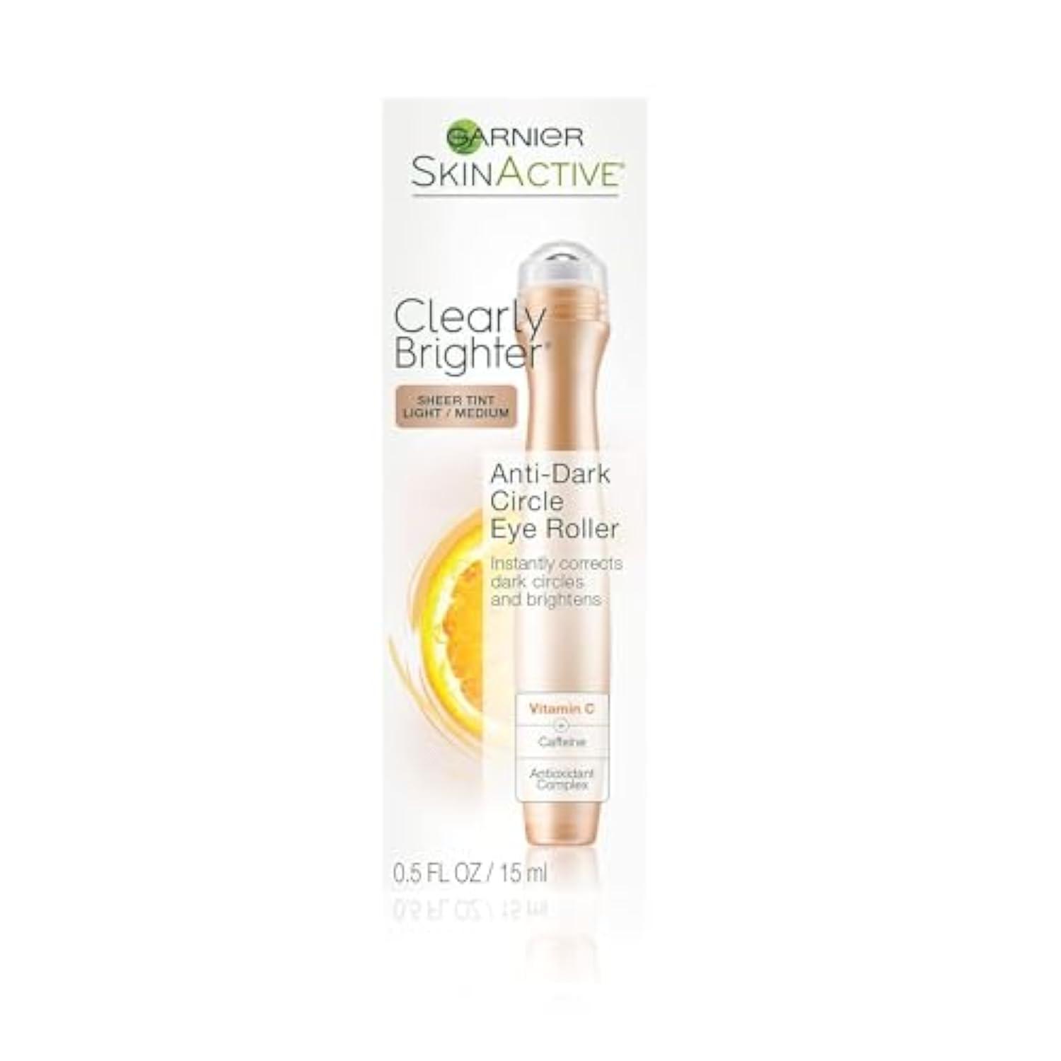 Garnier Garnier SkinActive Clearly Brighter Anti-Dark Circle Eye Roller, Sheer Tint Light/Medium, 0.5 Fl Oz (15mL), 1 Count (Packaging May Vary)