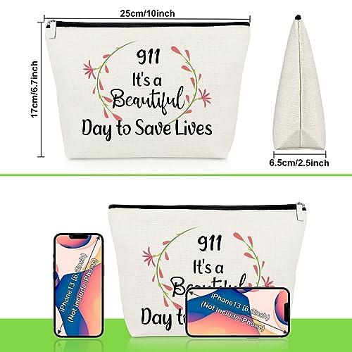 Gevody Gevody 911 Dispatcher Gifts 911 Makeup Bag 911 Operator Gifts 911 Dispatcher Appreciation Gifts Cosmetic Bag Thank You Gifts for Police Dispatcher Christmas Thanksgiving Gift Travel Cosmetic Pouch