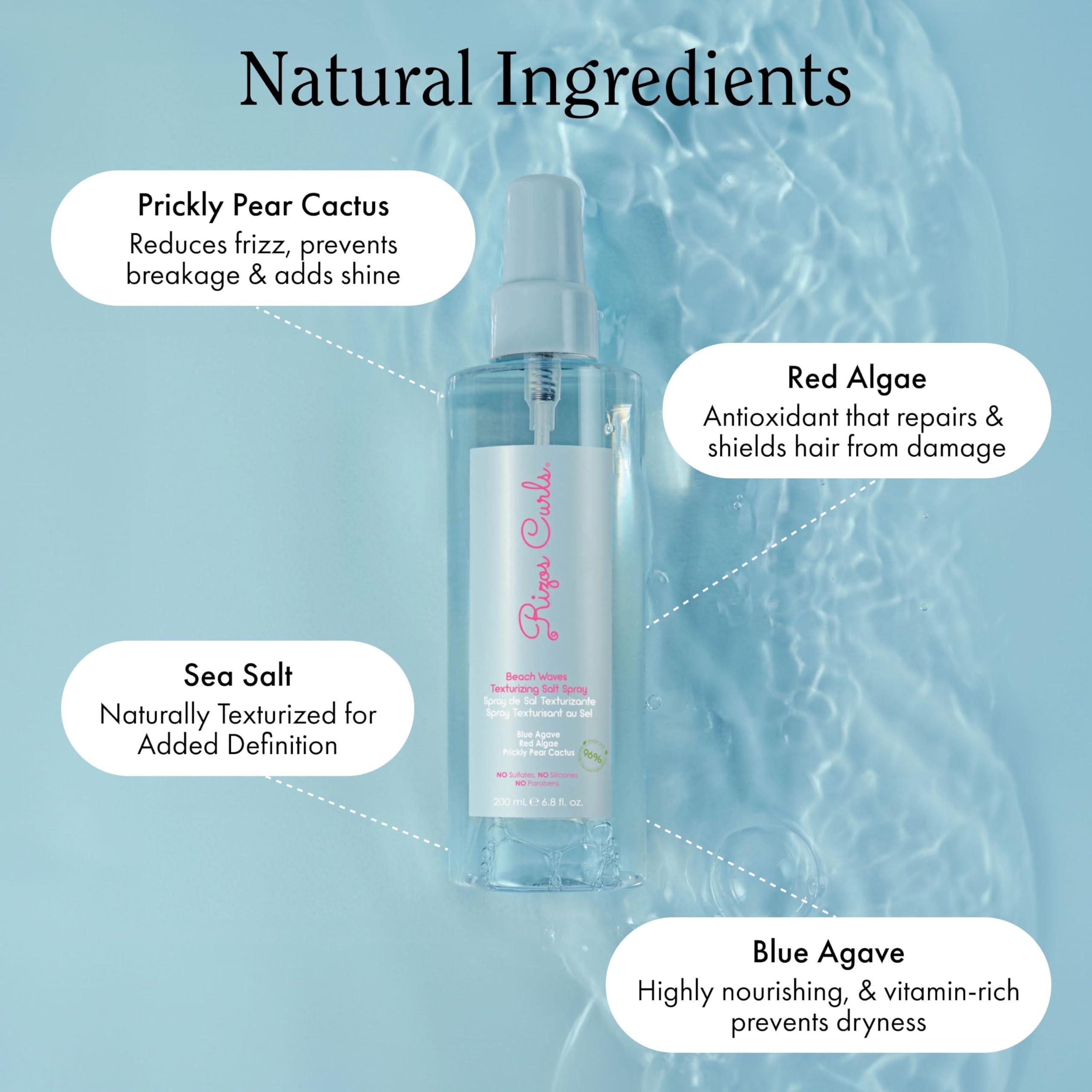 Rizos Curls Rizos Curls Wavy Hair Bundle, Curl Defining Mousse, Light Hold Gel & Beach Waves Texturizing Salt Spray