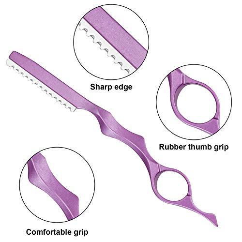 Mudder 12 Pieces Hair Styling Thinning Razor Set, 2 Pieces Hair Styling Razor Cutting Texturizing and 10 Pieces Replacement Spare Blades for Salon Home Christmas Valentines Day Giving(Pink)