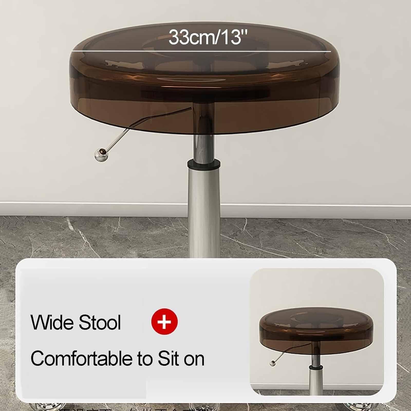 LOVEHOUGE N/A Adjustable Height Acrylic Rolling Salon Stool, 360Rolling with Wheels Salon Stool, for Work Office Massage Stools Task Chair,A,45~55cm