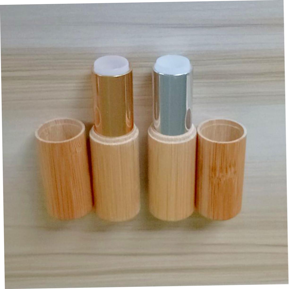 balacoo balacoo 2pcs Wood Lip Balm Tubes Diy Lip Gloss Tube Refillable Bottles Bottles Sample Container Lip Gloss Tubes Lip Balm Bottle Bamboo Wooden Tube