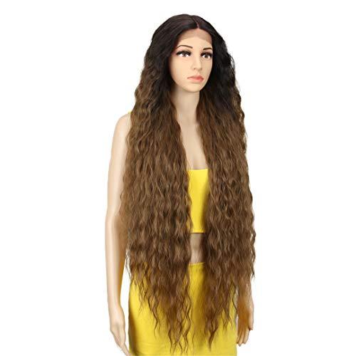 SSJFZM Hair Synthetic Wigs For Black Women Long Curly Hair 42 Inch Cosplay Blonde Lace Front Wig Synthetic Lace Front Wig #1B 42inches