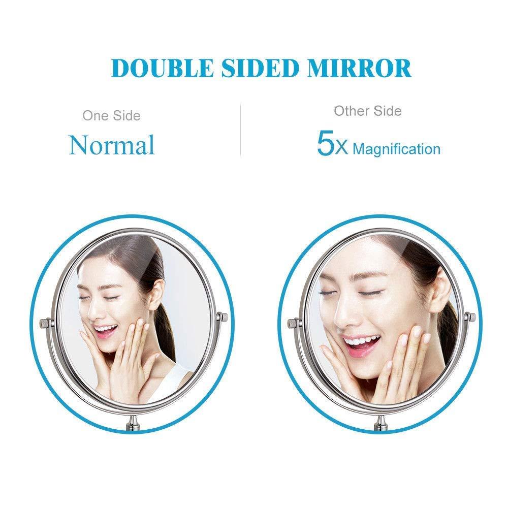 VVQQFGXN VVQQFGXN Wall Mounted Makeup Mirrors Magnifying Extend Sturdy Adjustable Shaving Cosmetic Mirror Bathroom Hotel Vanity Mirrors (Color : 5X, Size : 8inch)