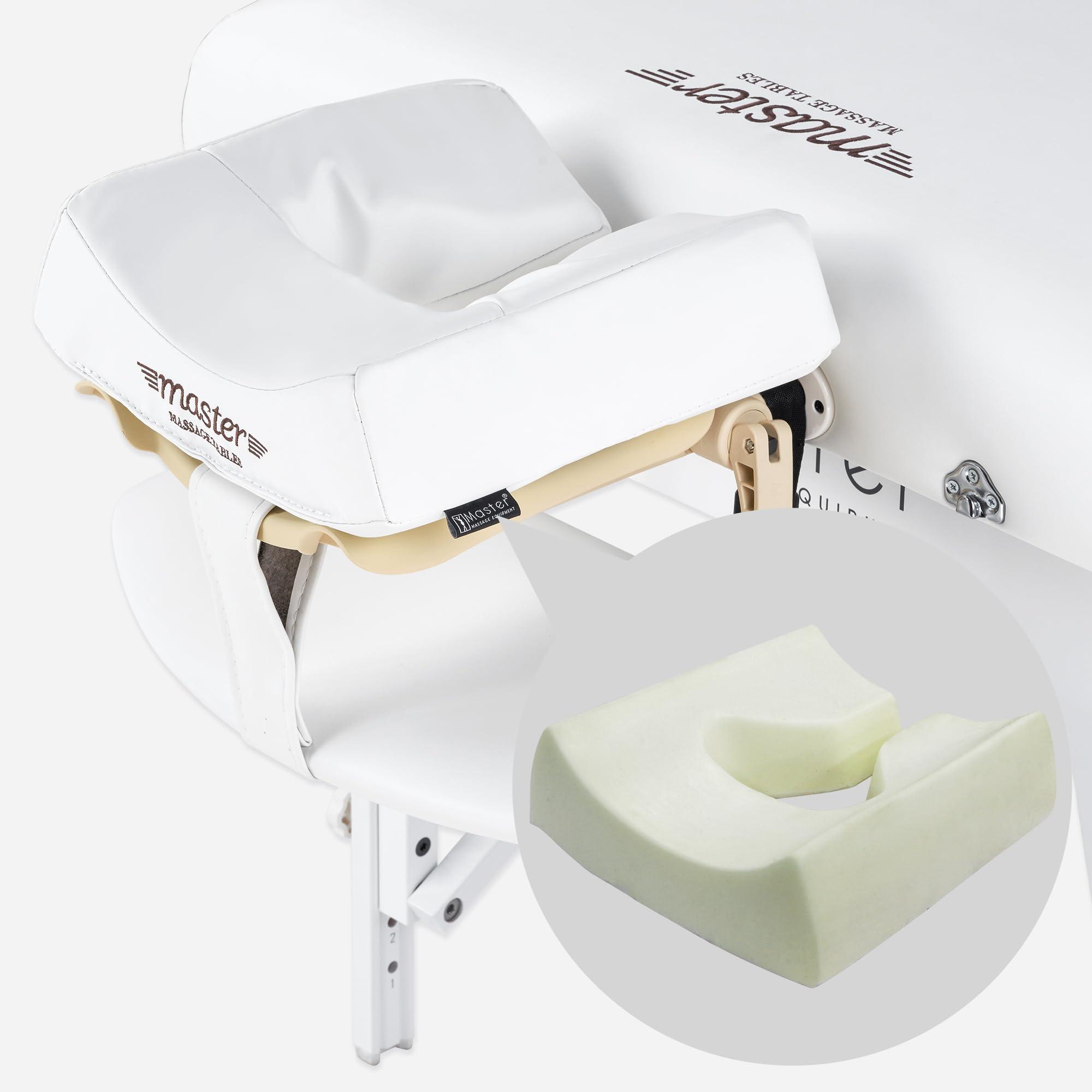 Master Massage Master Massage Montclair Extra Wide Massage Table Professional, Portable SPA Table with Memory Foam, Folding Adjustable Lash Table (White)