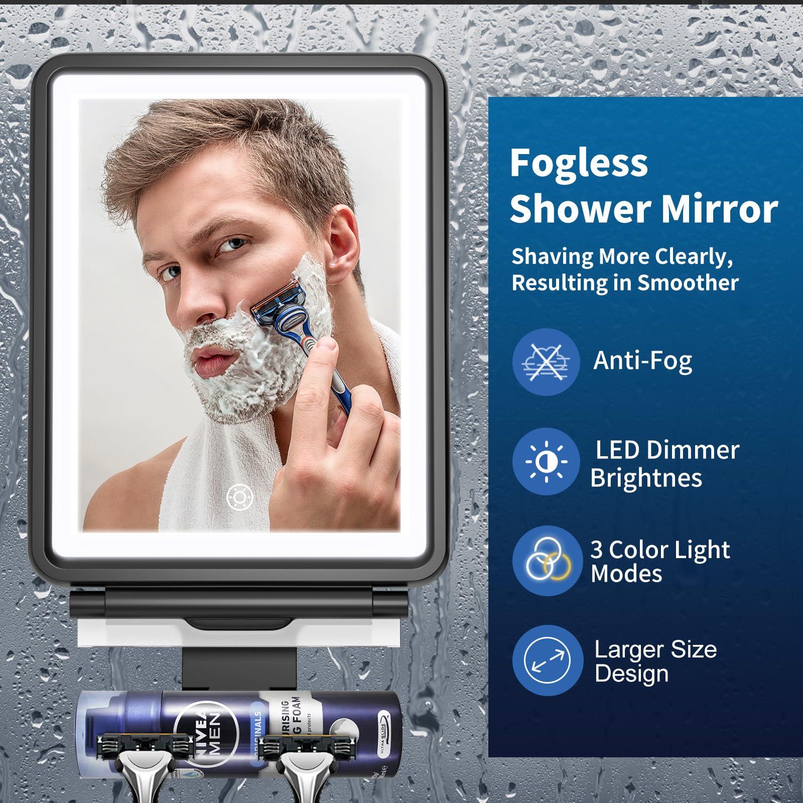 COSMIRROR COSMIRROR Shower Mirror Fogless for Shaving and Lighted Makeup Vanity Mirror