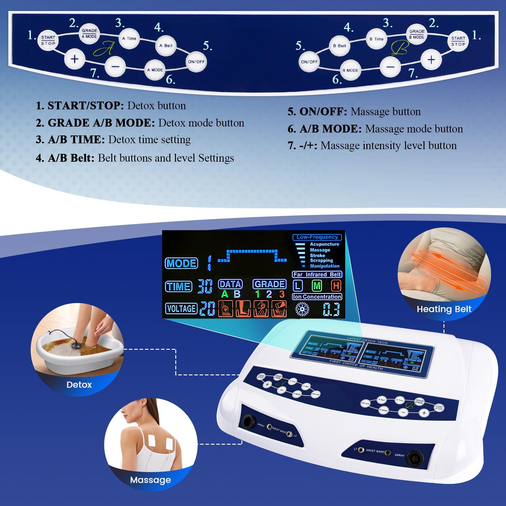 LeCuag Ionic Foot Bath Detox Machine, Professional Ion Cleanse Dual Ionic Detox Foot Bath Spa Ion Spa Chi Cleanse System for Home USE, 8 Mode Foot Spa Detox, Far Infrared Belt