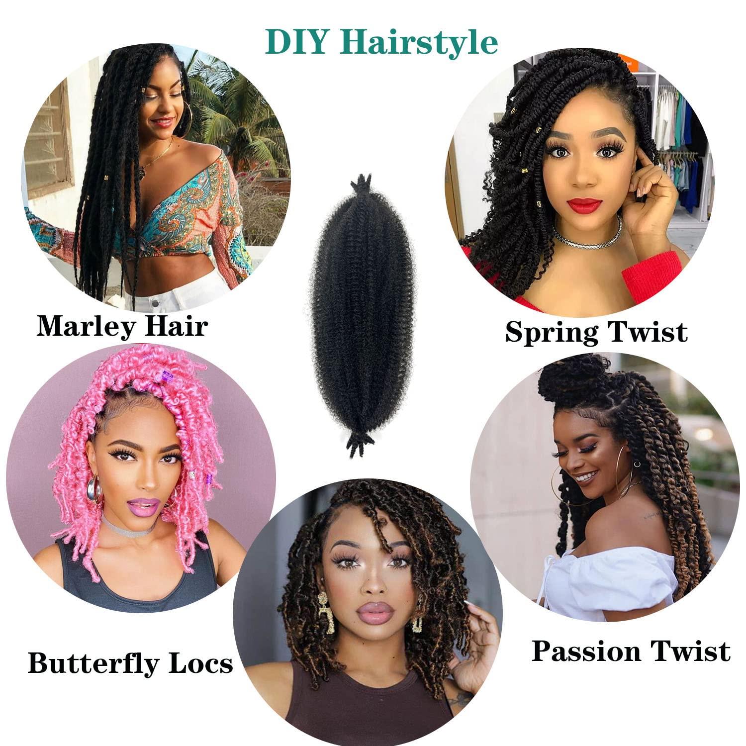 Paraglame Cuban Twist Hair 12 Inch 8 Packs Marley Twist Braiding Hair Springy Afro Twist Hair, Kinky Twist Hair for Braiding, Wrapping Hair for Distressed Butterfly Locs (8Packs, 1B#)
