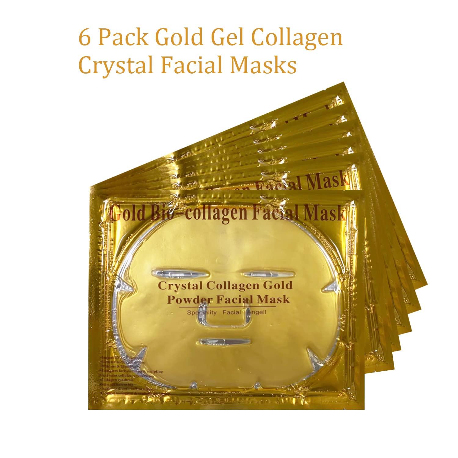 NIYET NIYET 24K Gold Gel Collagen Crystal Facial Masks (6 Pack), Anti-Aging, Puffiness, Wrinkle Reduction, Moisturizing, Deep Tissue Rejuvenation, and Skin Hydration