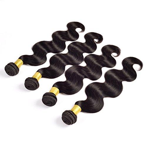YanT Hair YanT HAIR 8A Grade Brazilian Virgin Hair Body Wave Hair Human Hair Weave 4 Bundles 10 Inches Natural Black Color Pack of 4