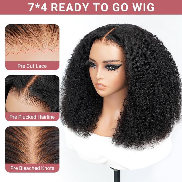 west kiss west kiss Hair Ready And Go Glueless Wigs Human Hair Pre Plucked Curly Lace Front Wig Human Hair Glueless Wigs Human Hair Pre Plucked Pre Cut 4x7 Lace Closure Pre Cut Glueless Wigs For Women 18 Inch