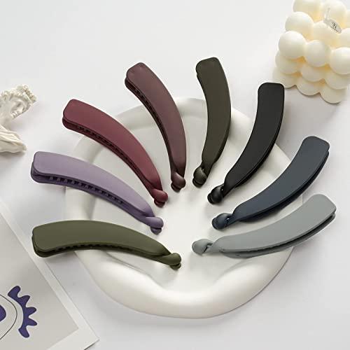 Anboor 8Pcs Banana Hair Clips for Women Thin Hair,Strong Holder 4.3" Large Cute Ponytail Matte Banana Clip Hairs for Fine Hair,No Slip Girl Ladies Beauty Clamp Clasp Clip Xmas New Year Gift Stocking Stuffers