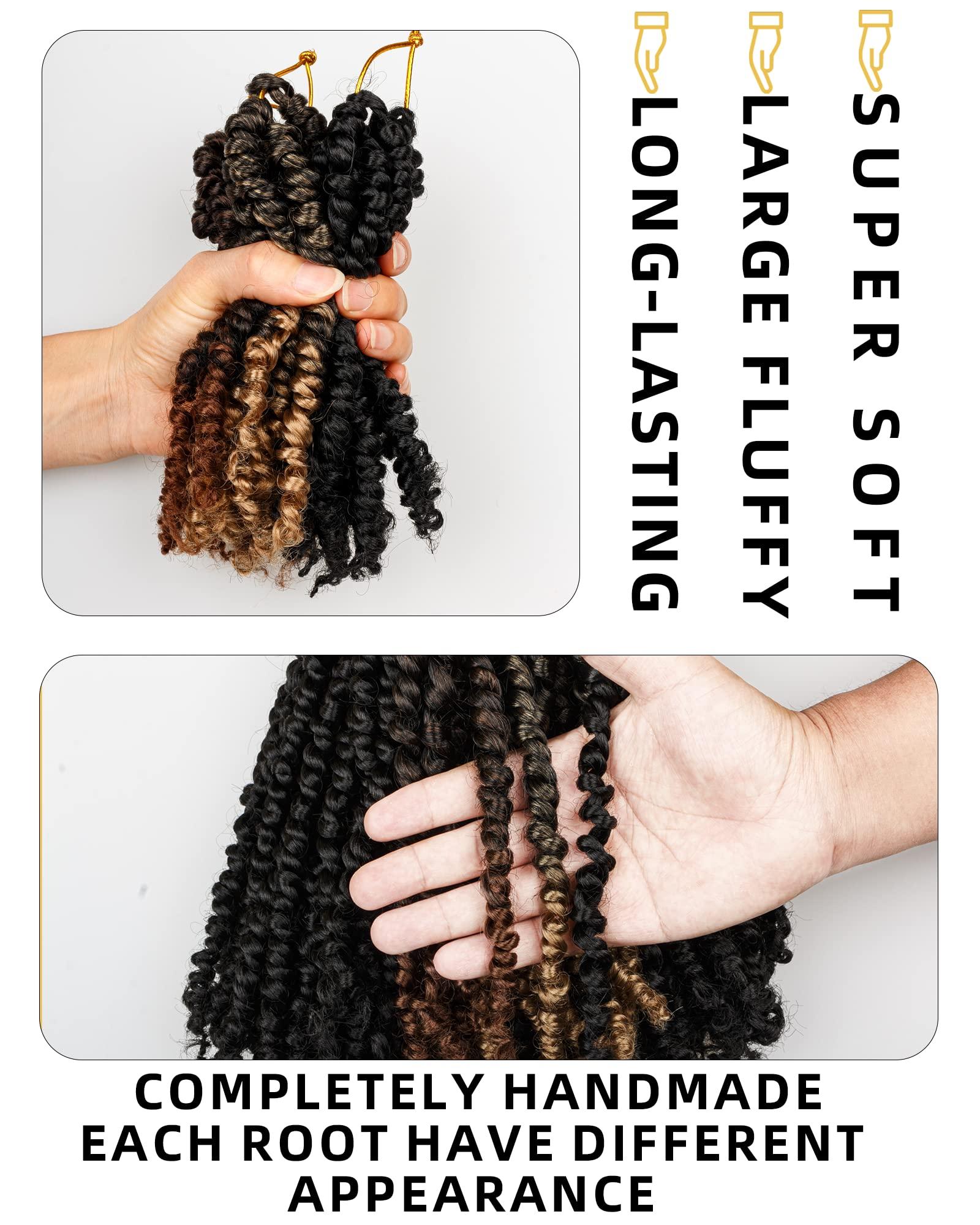 youngluchi Passion Twist 8 Inch Crochet Hair-Mixed Color Combo Pack(6 packs 1B+2 packs T1B/27),Pre-twisted Pre Looped Soft & Bouncy Synthetic Braided Hair Extensions For Black Women (8 Inch-8 Packs,1B+T27)