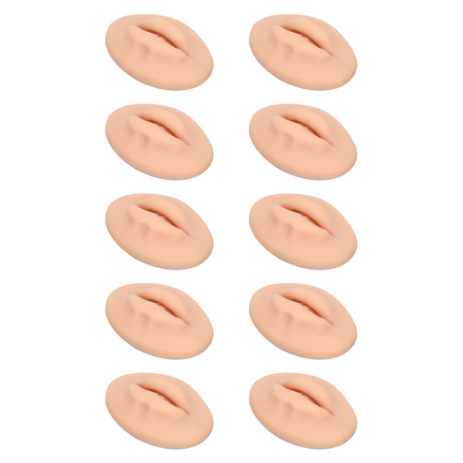 Diydeg Diydeg Fake Lips, 10PCS Silicone Soft Flexible 3D Open Mouth Easy to Apply Colour Practice Lips Highly Reproducible Portable Silicone Lips Model for Makeup Practice (Dark Skin