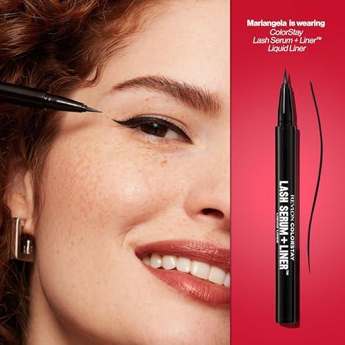 REVLON REVLON ColorStay Lash Serum + Liner, Waterproof Eyeliner, Valentine\'s Day Makeup Gifts for Women, Healthier Looking Eyelashes, Smudge-Proof Flexible Brush Tip, 001 Blackest Black