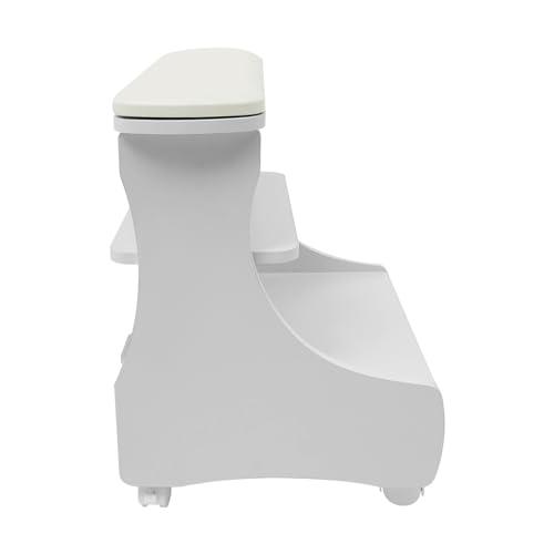 Omosiroi Omosiroi Pedicure Foot Rest, Manicure Pedicure Chair with Wheels, Portable Foot Bath Spa Cart Beauty Nail Foot Stool Trolley, Footrest Salon Supplies Foot Massage Station for Home/Bathroom (White)