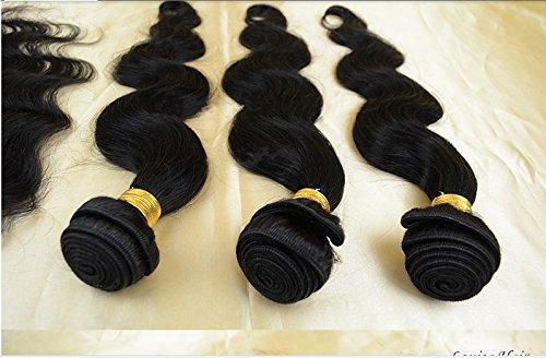 DaJun DaJun Hair 7A 3 Hair Bundles With Lace Closures 3 Way Part European Virgin Remy Human Hair Body Wave Natural Color (trademark:DaJun)18\"closure+18\"20\"22\"weft