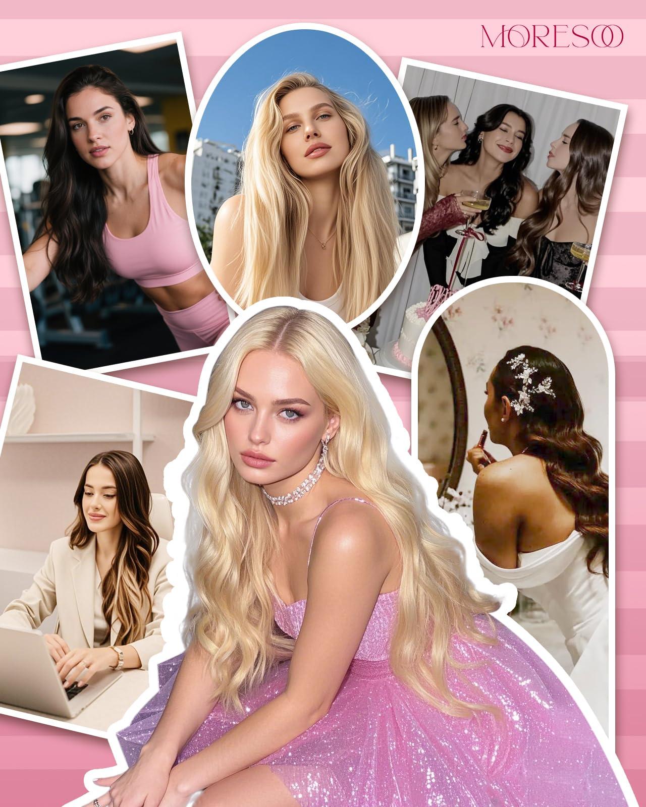 Moresoo Moresoo Micro Link Hair Extensions Ombre Dark Brown to Blonde Micro Loop Human Hair Extensions Balayage Brown Straight Microlink Hair Extensions Human Hair 14 Inch 50G/50S