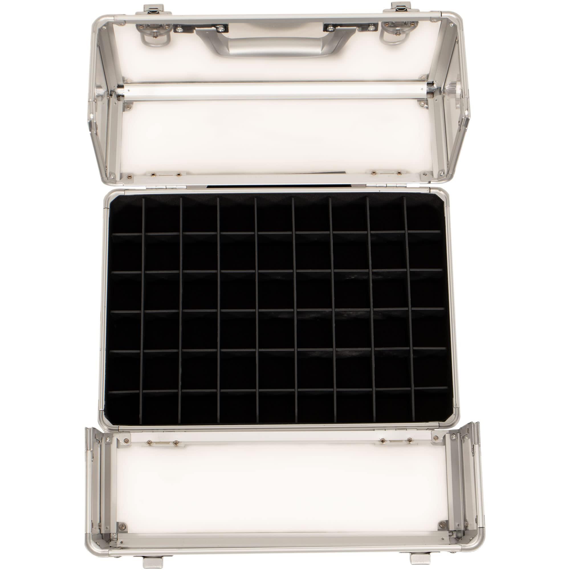 JC Beauty JC Beauty 7 in 1 Professional Interchangeable Rolling Makeup Nail Tech Train Case Travel Storage Clear Acrylic, Black Stripe