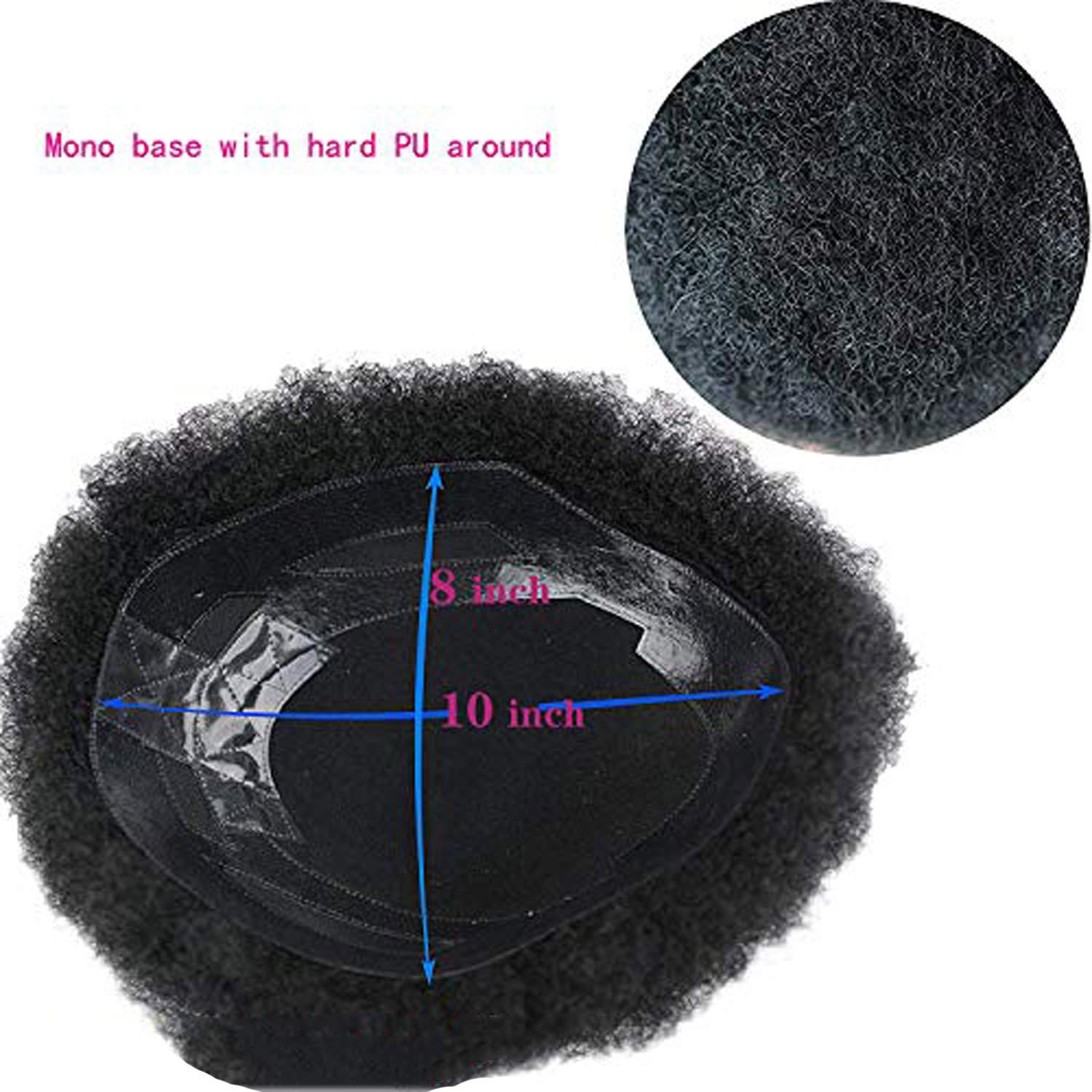 Voloria Voloria Rossy&Nancy Brazilian Virgin Human Hair Afro Curl Toupee 10x8inch for Black Men with Men Hair System Human Hair #1 Jet Black