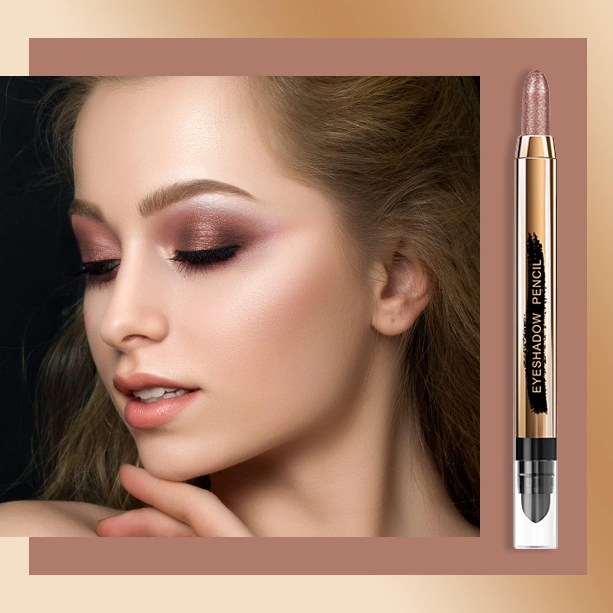 Wismee Wismee Eyeshadow Stick, Dual-end Matte And Shimmer Cream Eyeshadow Stick, Pearl White Champange Brightener Stick Highlighter Makeup Pencil Christmas Birthday Gift for Women (CHAMPAGNE)