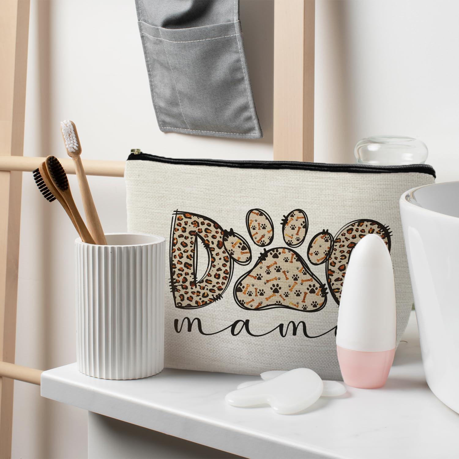 RYYCDOI RYYCDOI Dog Mom Gifts, Dog Mama Makeup Bag, Dog Makeup Bag, Dog Gifts for Women, Gifts for Dog Lovers, Dog Paw Print Cosmetic Bag Toiletry Bag, Dog Owner Gifts for Women, Dog Mom Stuff