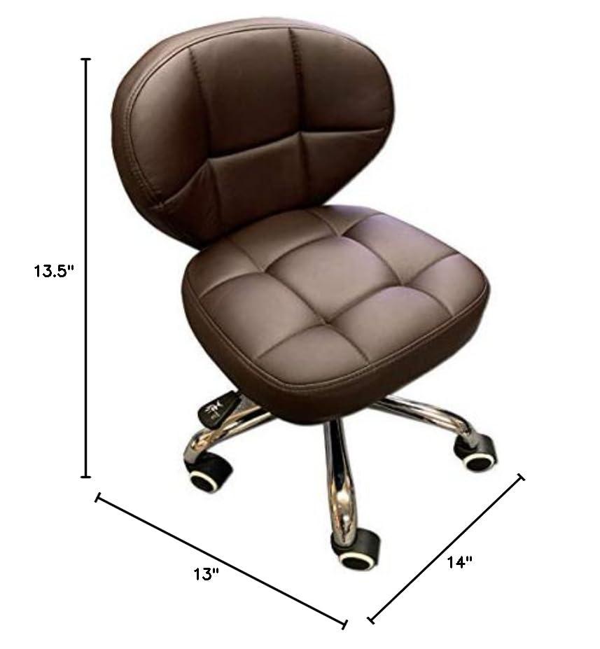 VTD VTD Nail Stool Bar Spa Salon Pedicure Short Chair Adjustable 13.5'' to 15.5'' Black/Cappuccino/Creme/RED/Grey/Dark Brown (Dark Brown)