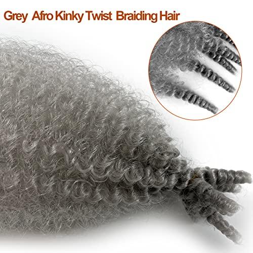Chicmoi Spring Twist Hair Gray Marley Twist Braiding Hair 16 Inch Springy Afro Twist Hair for Faux Locs Passion Twist Hair Distressed Butterfly Locs 3 Pack Grey Crochet Hair for Black Women (16in 3P Gray)