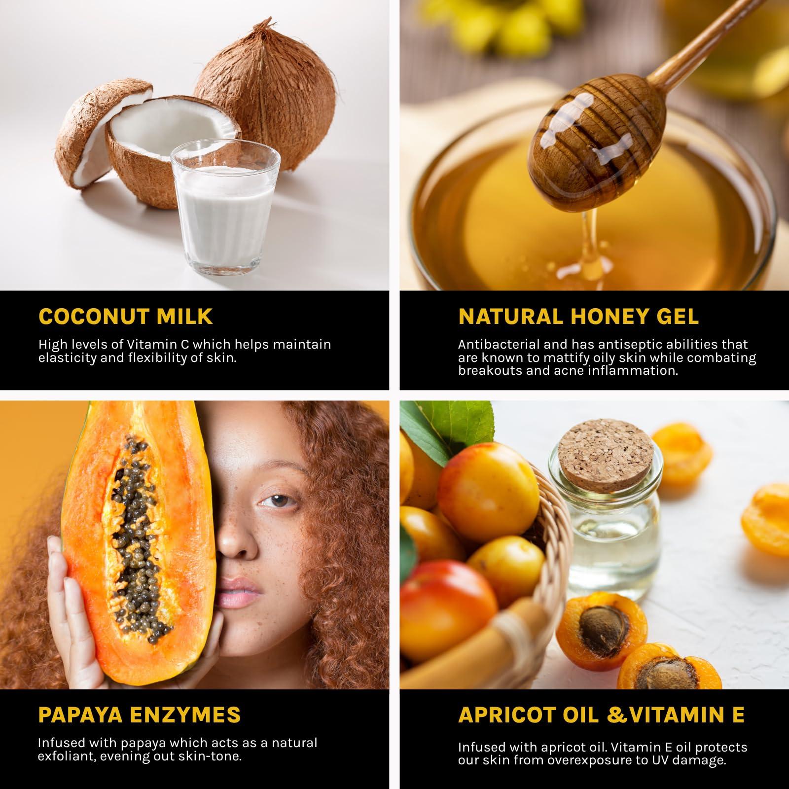 Yelle Yelle. Skincare | Awakening Milk & Honey Cleanser Formulated with Coconut Milk, Vitamin E Organic Herbal Infusion to Balance pH Levels and Retain Skins Natural Moisture Levels.| 4 oz