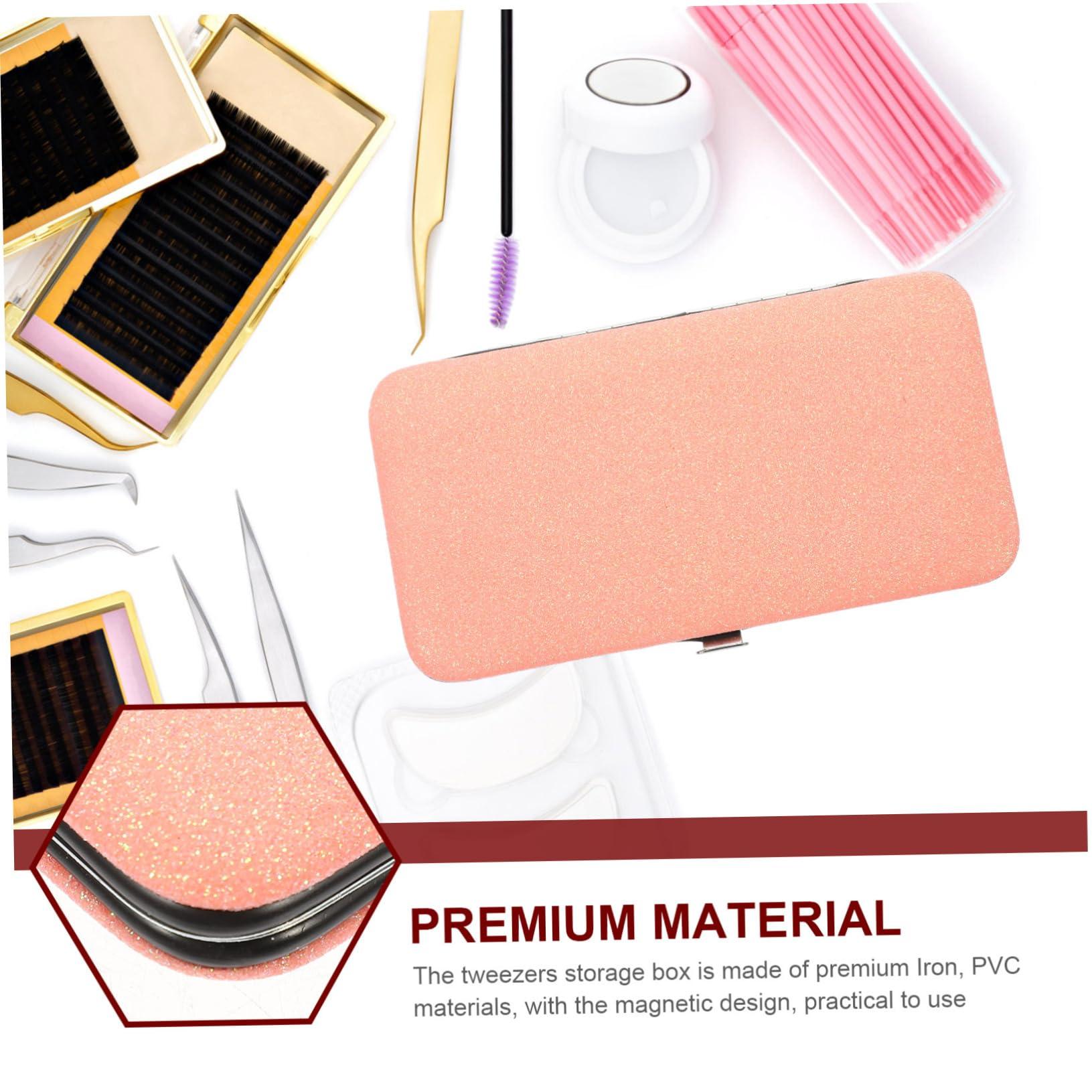 DOITOOL DOITOOL Box Tweezers Storage Bag Eyelash Holder Lashes Tweezers Travel Case Eyelash Container Lash Containers Lash Tweezers Eyelash Extension Tweezers Organizer Makeup Tools Make up Pink