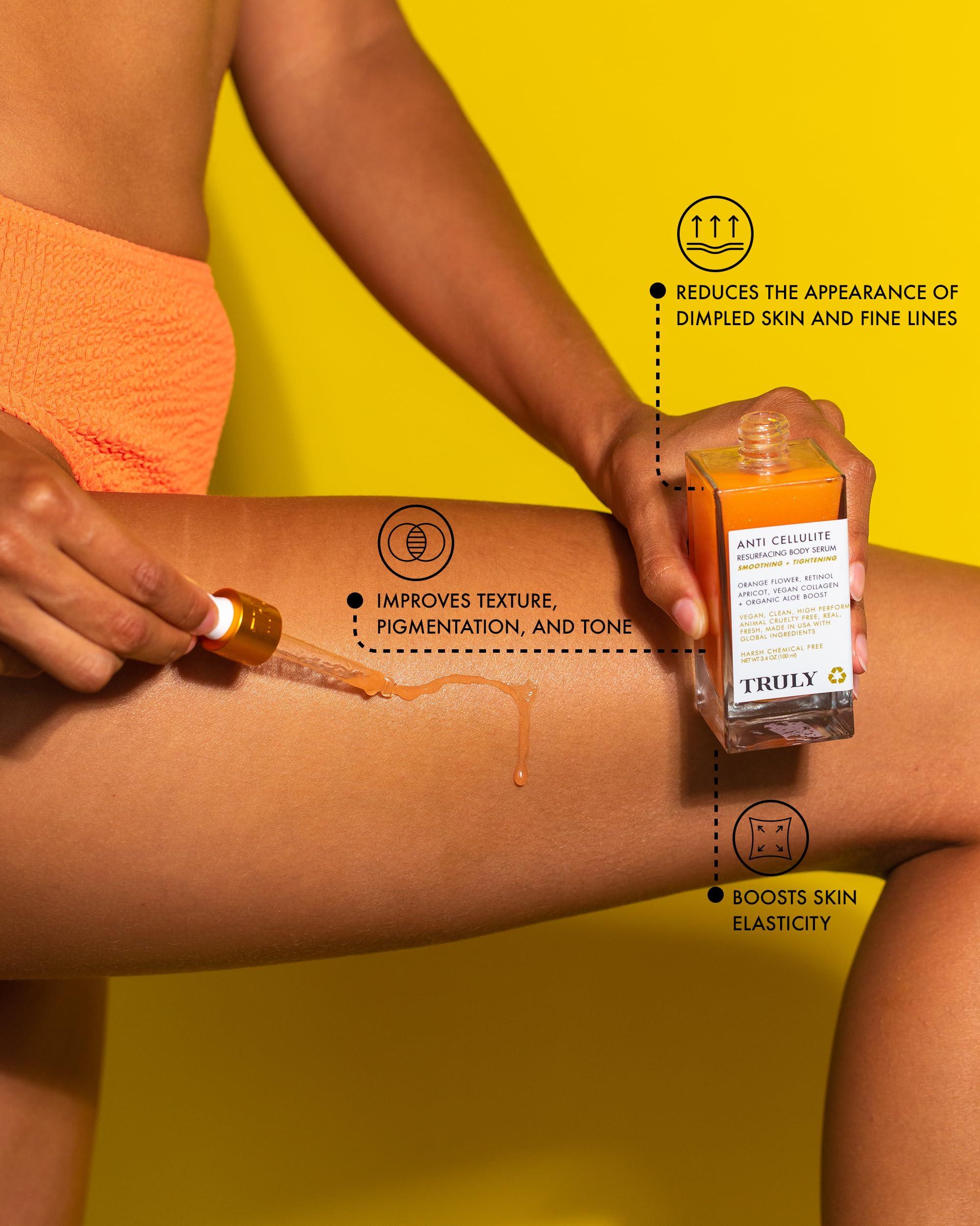 Truly Truly Beauty Anti-Cellulite Serum-Better Than Cream-Helps Tighten Skin, Retinol Body Lotion Serum - Reduces Cellulite - Body Moisturizer Cream Serum - Compress Skin, Body Lotion Serum - 3.1 OZ