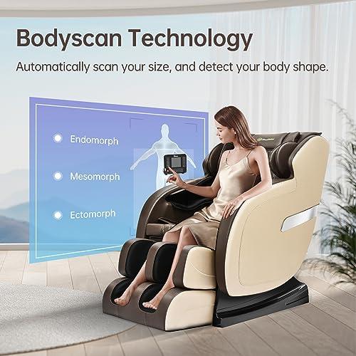 Real Relax Real Relax Massage Chair, SL Track Full Body Zero Gravity Massage Chair Recliner with App Control, Favor 05 (Brown)