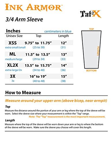 Tat2X Tat2X Ink Armor Premium 3/4 Arm Tattoo Cover Up Sleeve - No Slip Gripper - U.S. Made - Black - ML (single arm/elbow sleeve)
