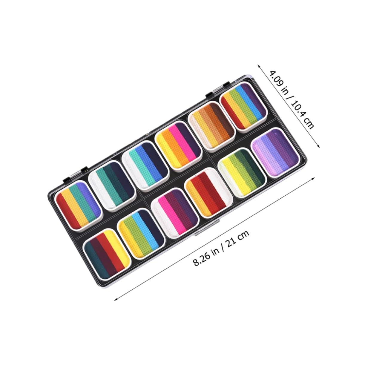 Ipetboom Ipetboom Face Body Paint Kit with 12 Color Gradient Rainbow Strips Non-shiny Pearl Mixed Body Painting Paint Set Water-activated Art Kit for Cosplay