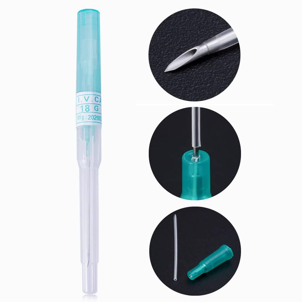 nLn Hope 100pcs Catheter Piercing Needles, Body Piercing Needle IV Catheter Needles 18G Disposable Sterile Ear Nose Piercing Needle Stainless Steel Hollow Needles for Lip Tongue Belly Navel