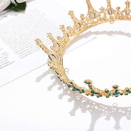 Fairyu Fairyu Baroque Wedding Bride Crown and Tiaras Rhinestone Gemstone Crown Tiaras Queen Bridal Crowns Elegant Roal Hair Accessories for Women and Girls (Green)