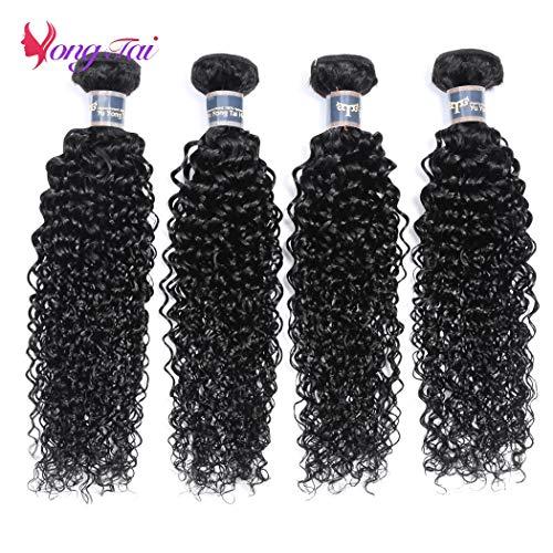 Yuyongtai Brazilian Kinky Curly Human Hair Bundles - 14 16 18 20 Inch Virgin Curly Weave Hair Bundles 100% Unprocessed Kinky Curly Hair Extensiions 1B Color for Black Women
