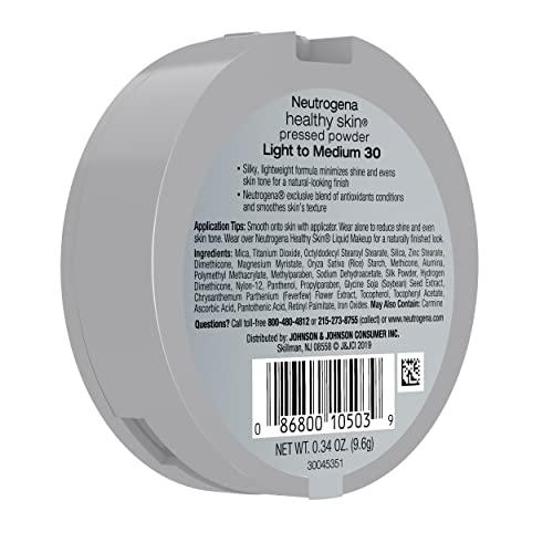 Neutrogena Neutrogena Healthy Skin Pressed Makeup Powder Compact with Antioxidants & Pro Vitamin B5, Evens Skin Tone, Minimizes Shine & Conditions Skin, Light to Medium 30.34 oz (Pack of 2)