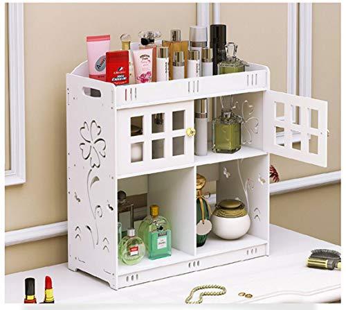 B O B O DIY PVC Wood Plastic Board Makeup Storage Display Box Jewelry Cosmetics Storage Organizer(White B)