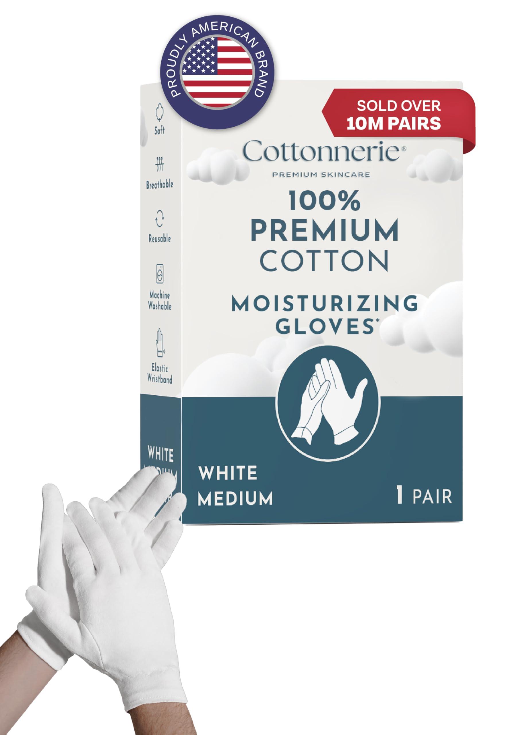Cottonnerie Gaxcoo Cottonnerie Cotton Gloves for Dry Hands Sleeping, Moisturizing Gloves Overnight, Hand Moisturizer Gloves, Moisture Gloves for Dry Hands Overnight, Sleeping Gloves, Eczema Gloves, Medium 1 Pair