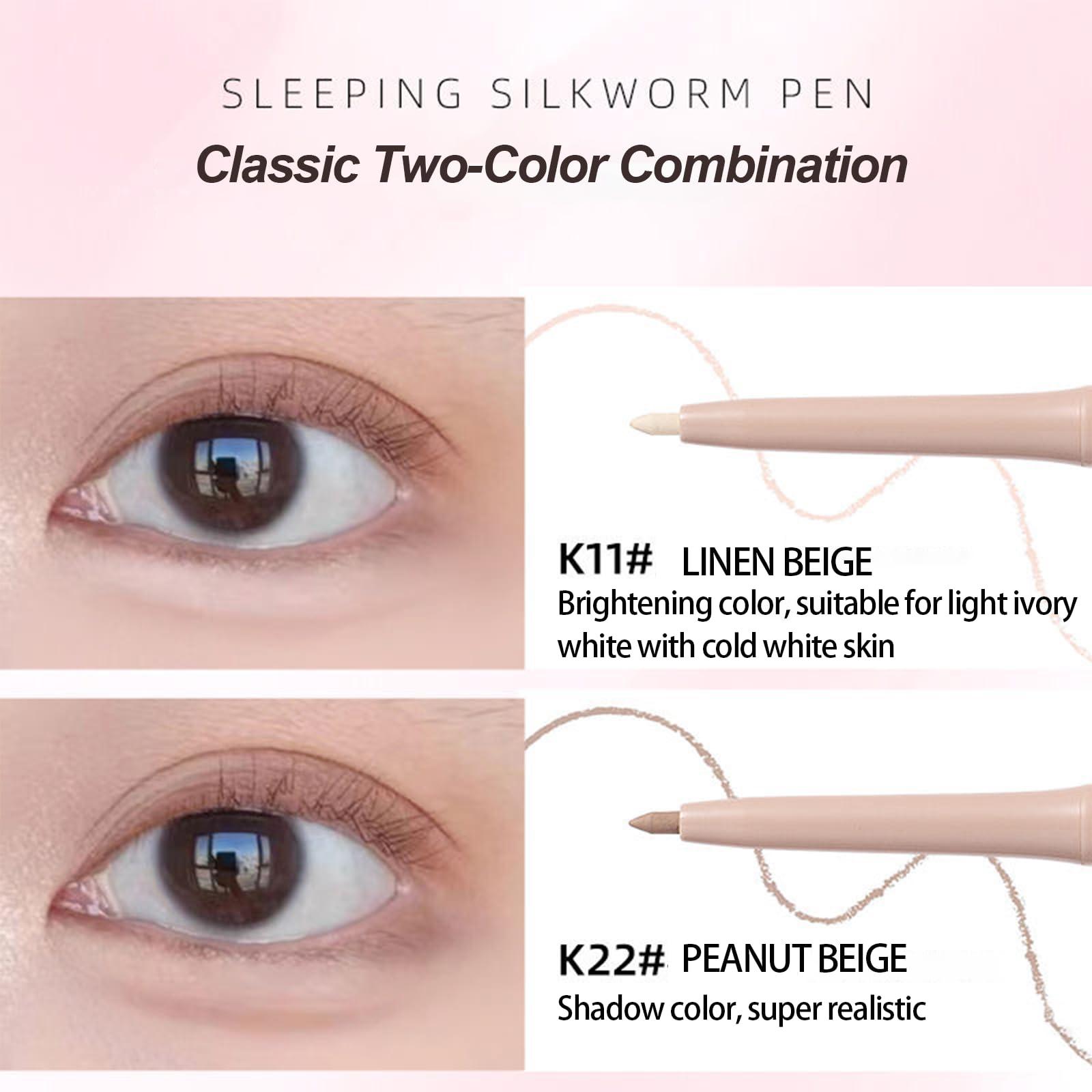 Okerker Under Eye Highlighter Makeup Stick, Eyeliner Eye Enhancing, Lying Silkworm Pencil Highlight & Contouring Stick, Silky-smooth Long-lasting Smudge-proof for Tear Drop Eye Brightener Eye Bigger Eye