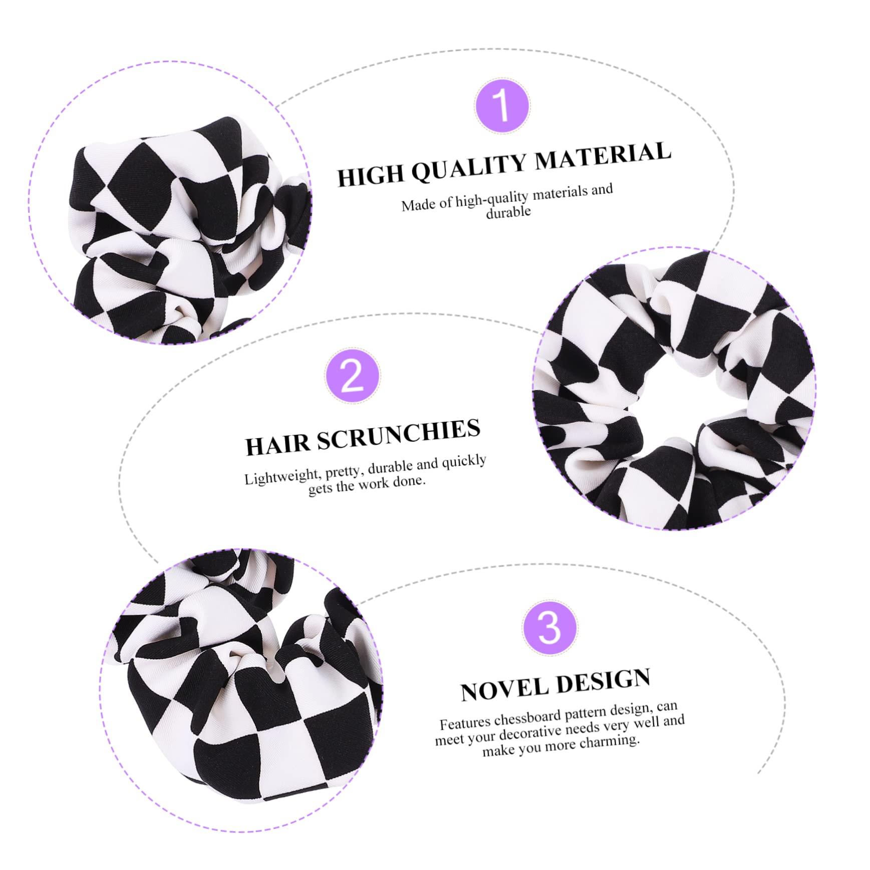 Beaupretty Beaupretty 4 Pcs Black and White Checkered Hair Rope The Devil Chessboard Thick Scrunchies for Women Hair Bows for Hairbands Scrunchie with Zip Checkerboard Black Hair Scrunchie Chiffon