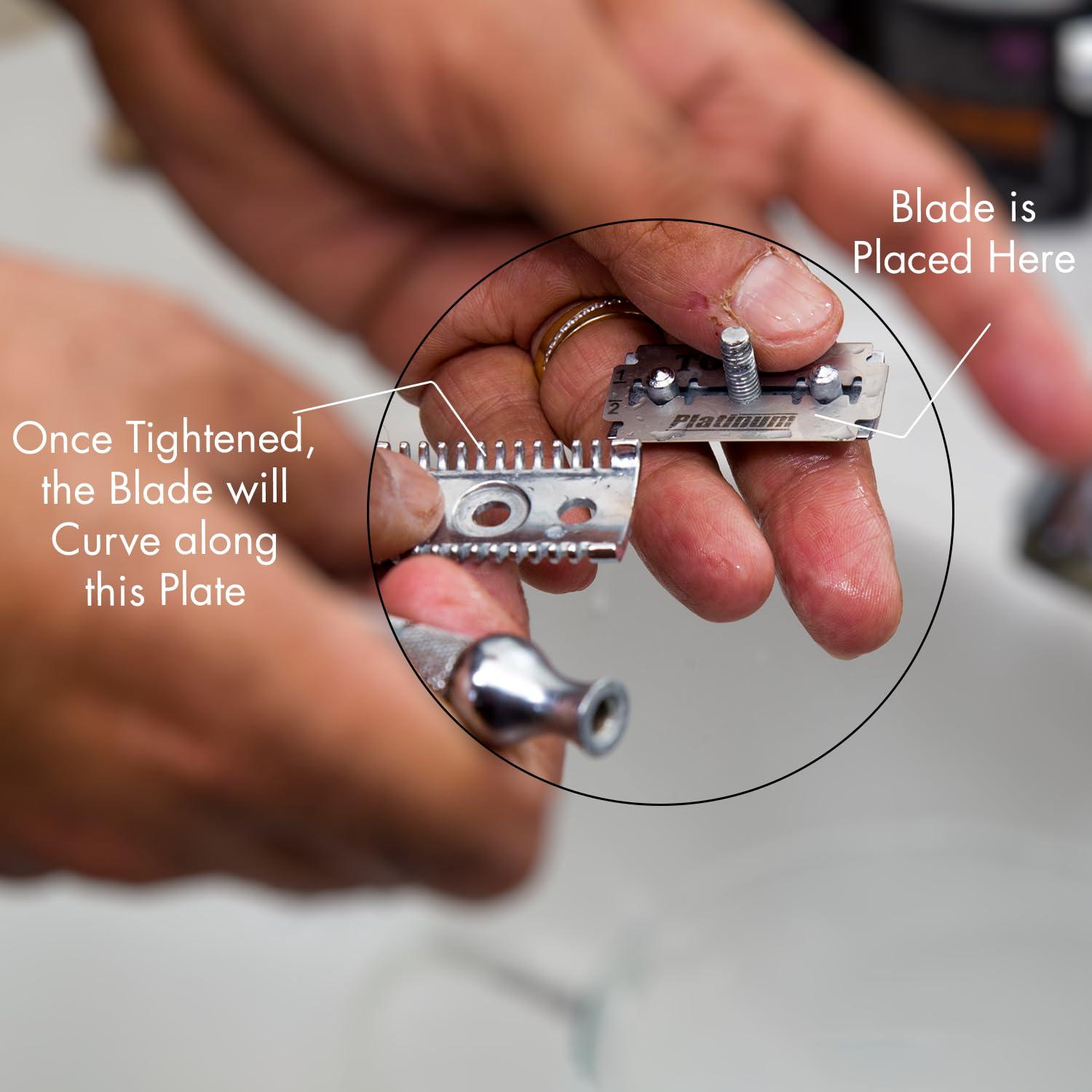 Pink Woolf Pink Woolf Classic DE Safety Razor (Chrome) CC87, Good for Beginner Shaver, Ideal Gift for Men