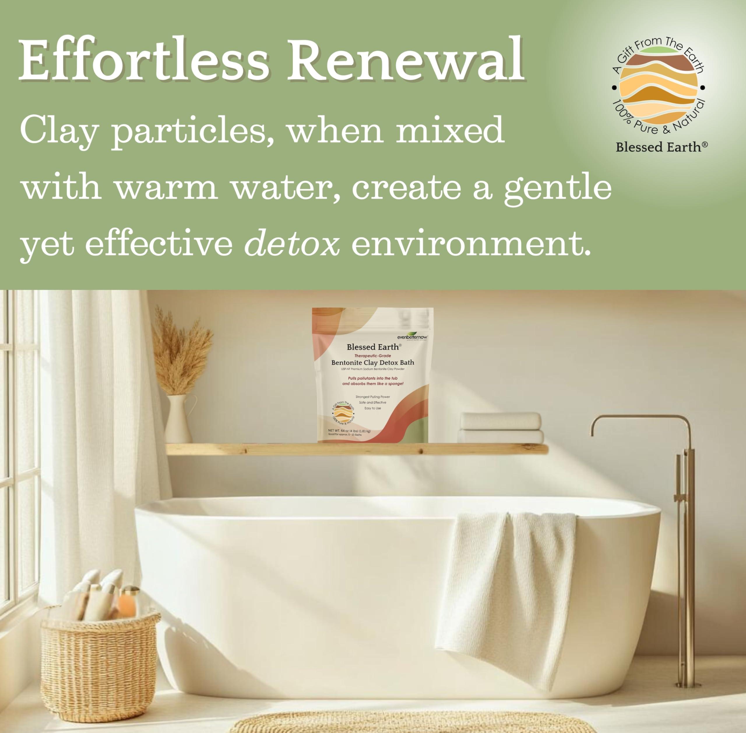 EvenbetterNow Blessed Earth Detox Clay Bath, 100% Pure Sodium Bentonite Therapeutic Grade - Removes Toxins, Impurities and Contaminants, by Evenbetternow LLC, 4 lbs (64 oz)