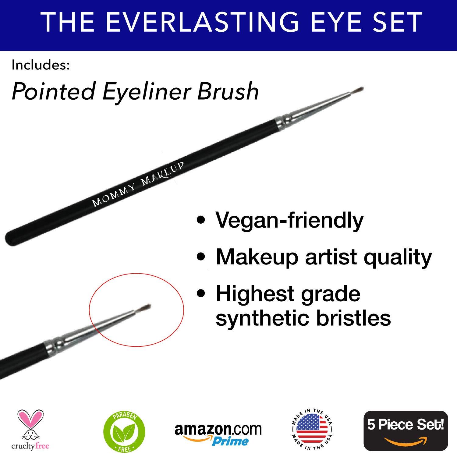 Mommy Makeup The Everlasting Eye 5 Piece Waterproof Makeup Set. Gel Eyeliner, Creme Eyeshadow, 2 brushes and Mesh Bag. Paraben-free, Talc-free, Cruelty-free. Elsa/Blue Angel 1112